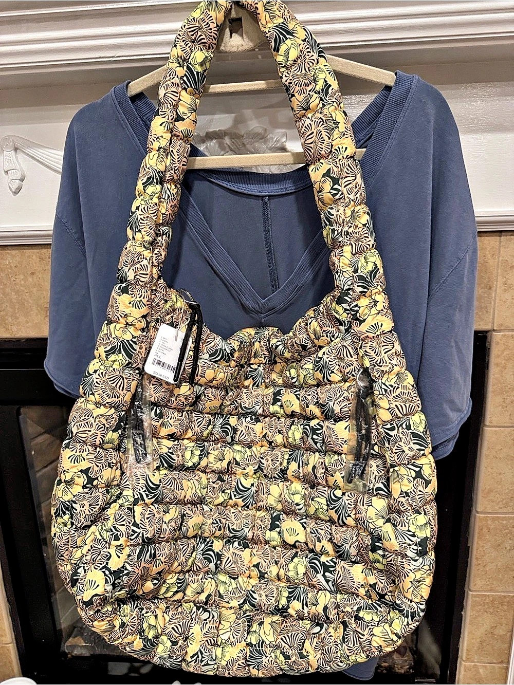 NWT Free People FP Movement Printed Quilted Carryall in Dense Floral Print.